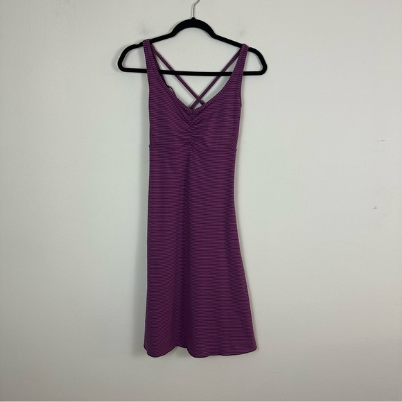 Prana | Brown and Pink Striped Strappy Athletic Dress Size Small - Picture 1 of 6